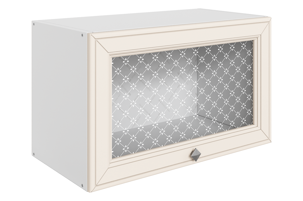 Мишель Шкаф навесной L600 Н360 (1 дв. рам.) (эмаль) (белый/лен)