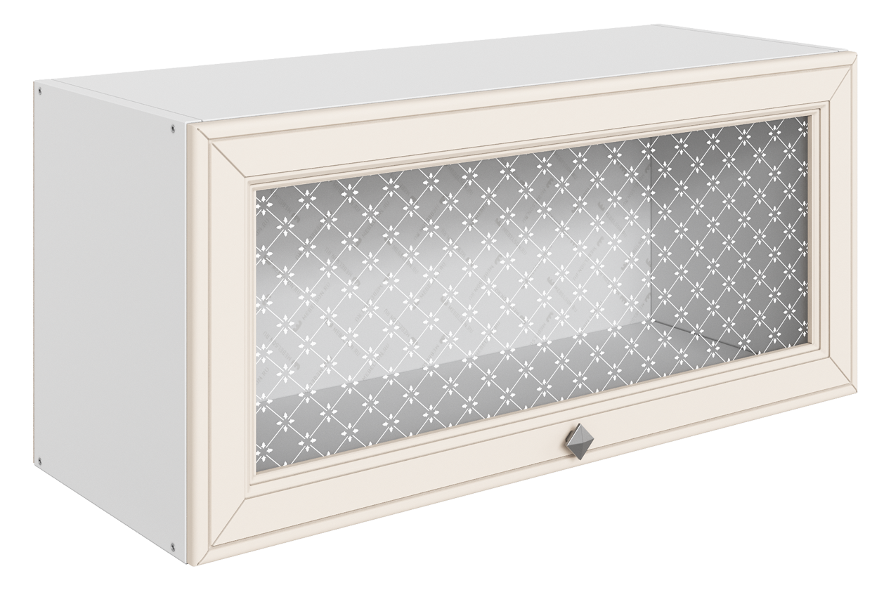 Мишель Шкаф навесной L800 Н360 (1 дв. рам.) (эмаль) (белый/лен)