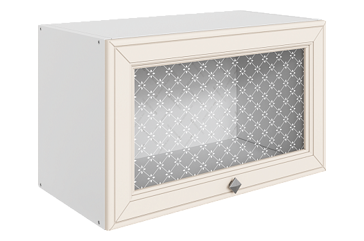 Мишель Шкаф навесной L600 Н360 (1 дв. рам.) (эмаль) (белый/лен)
