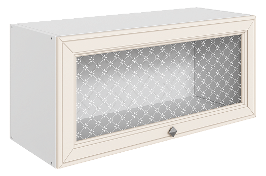 Мишель Шкаф навесной L800 Н360 (1 дв. рам.) (эмаль) (белый/лен)